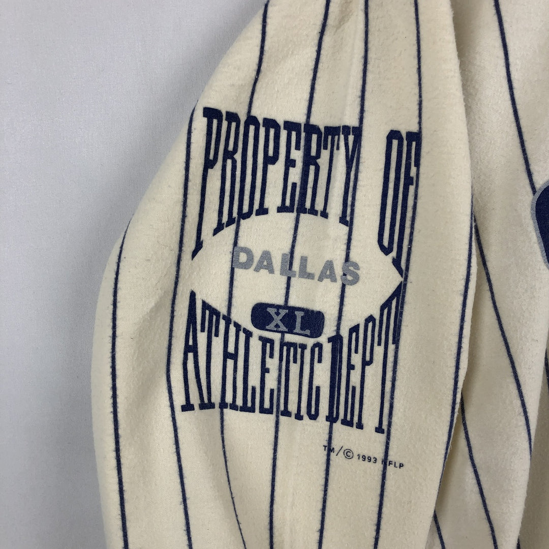 90'S ESLEEP Dallas Cowboys Stripe Pattern Henley Neck Game Shirt Hockey Shirt Women's XL (approx.) cotton ivory Vintage Second Hand