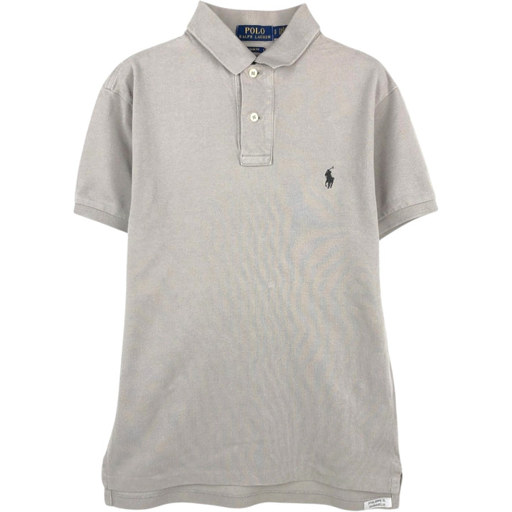 Ralph Lauren POLO RALPH LAUREN SLIM FIT Short-Sleeve Polo Shirt, Women's Size S (approx.) cotton gray type Vintage Second Hand