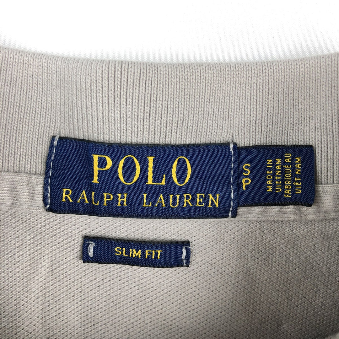 Ralph Lauren POLO RALPH LAUREN SLIM FIT Short-Sleeve Polo Shirt, Women's Size S (approx.) cotton gray type Vintage Second Hand