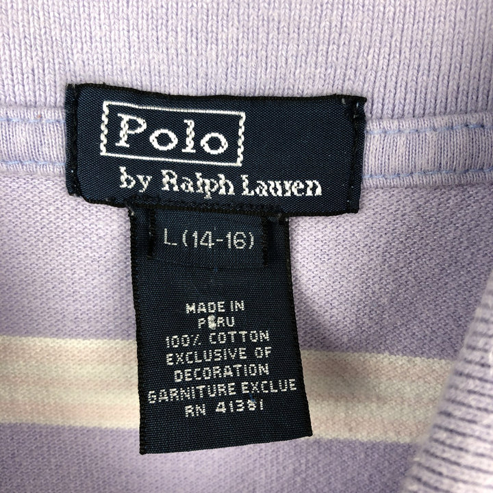 Ralph Lauren POLO by Ralph Lauren Multi-stripe Short-Sleeve Polo Shirt, Women's Size M (approx.) cotton purple type Vintage Second Hand