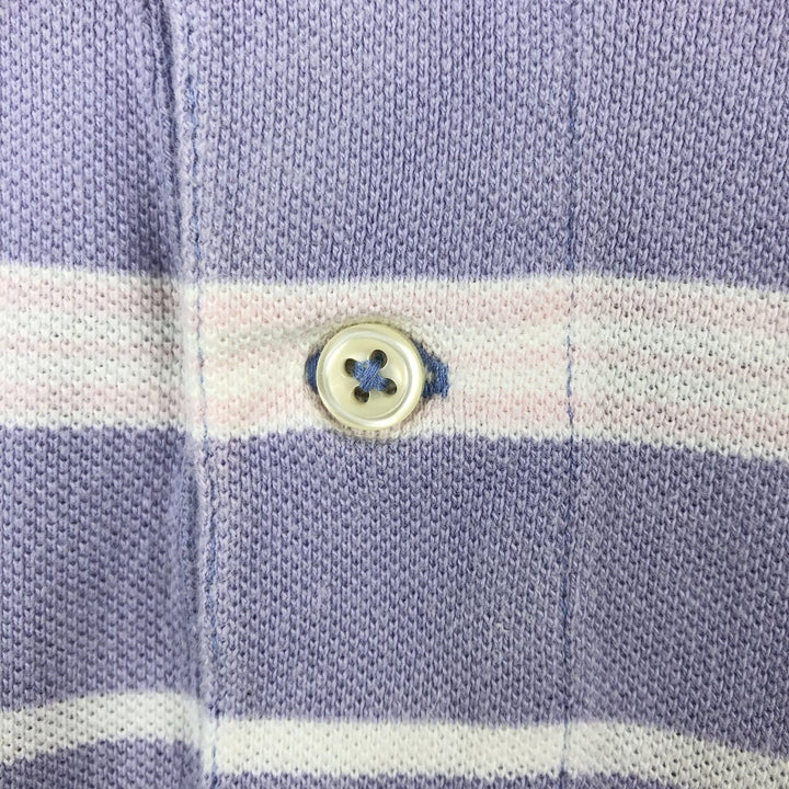 Ralph Lauren POLO by Ralph Lauren Multi-stripe Short-Sleeve Polo Shirt, Women's Size M (approx.) cotton purple type Vintage Second Hand