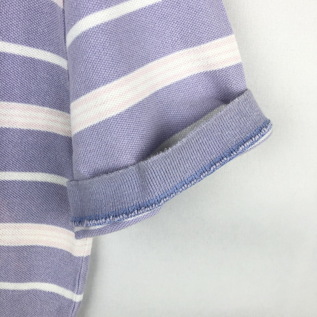 Ralph Lauren POLO by Ralph Lauren Multi-stripe Short-Sleeve Polo Shirt, Women's Size M (approx.) cotton purple type Vintage Second Hand