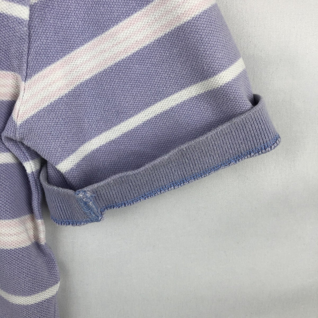 Ralph Lauren POLO by Ralph Lauren Multi-stripe Short-Sleeve Polo Shirt, Women's Size M (approx.) cotton purple type Vintage Second Hand