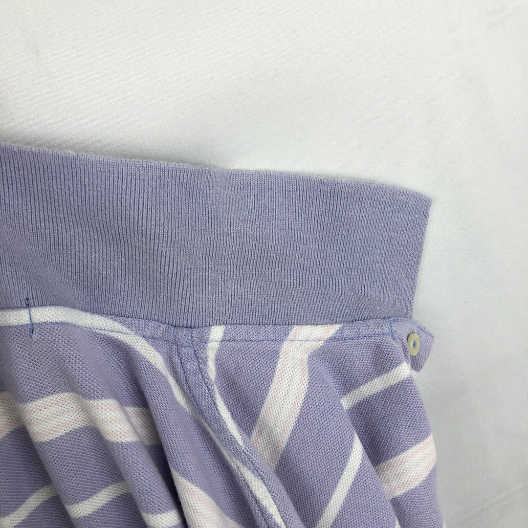 Ralph Lauren POLO by Ralph Lauren Multi-stripe Short-Sleeve Polo Shirt, Women's Size M (approx.) cotton purple type Vintage Second Hand