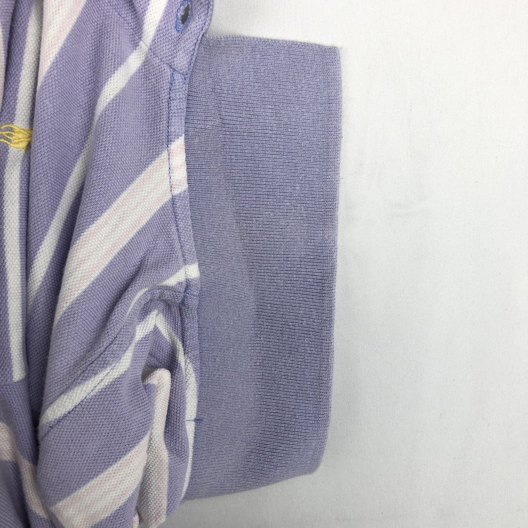Ralph Lauren POLO by Ralph Lauren Multi-stripe Short-Sleeve Polo Shirt, Women's Size M (approx.) cotton purple type Vintage Second Hand