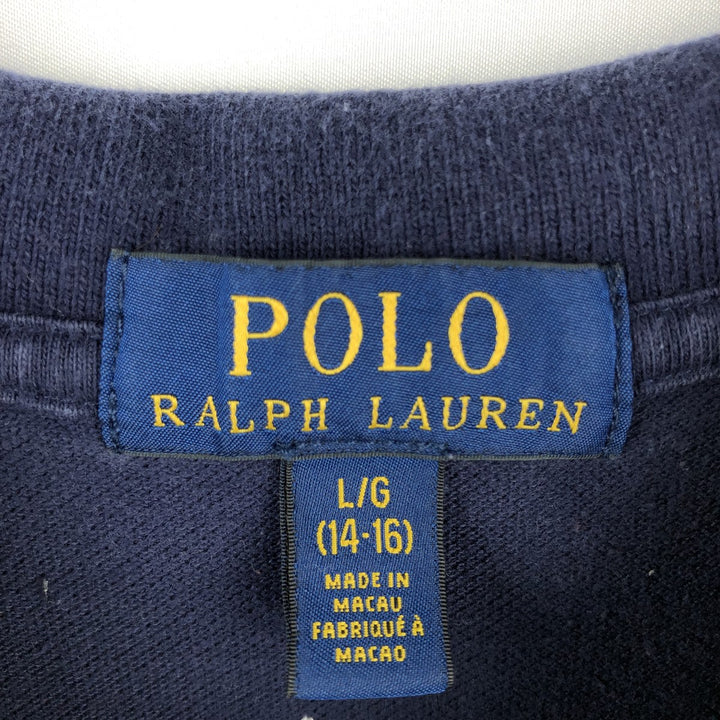 Ralph Lauren POLO RALPH LAUREN all-over print short-sleeved polo shirt, women's size M (approx.) cotton navy blue type Vintage Second Hand