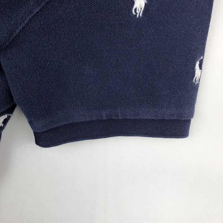 Ralph Lauren POLO RALPH LAUREN all-over print short-sleeved polo shirt, women's size M (approx.) cotton navy blue type Vintage Second Hand