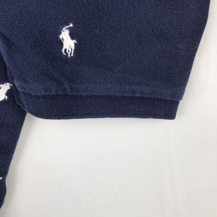 Ralph Lauren POLO RALPH LAUREN all-over print short-sleeved polo shirt, women's size M (approx.) cotton navy blue type Vintage Second Hand