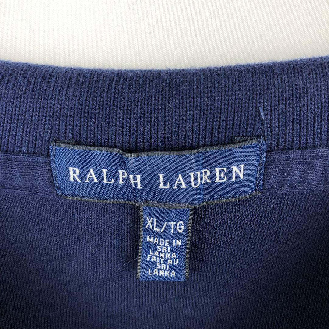 Ralph Lauren short-sleeved polo shirt, women's size XL cotton navy blue type Vintage Second Hand
