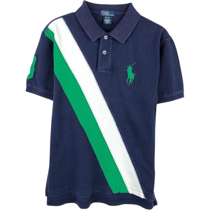 Ralph Lauren POLO by Ralph Lauren Short-Sleeve Polo Shirt, Women's Size S (approx.) cotton navy blue type Vintage Second Hand