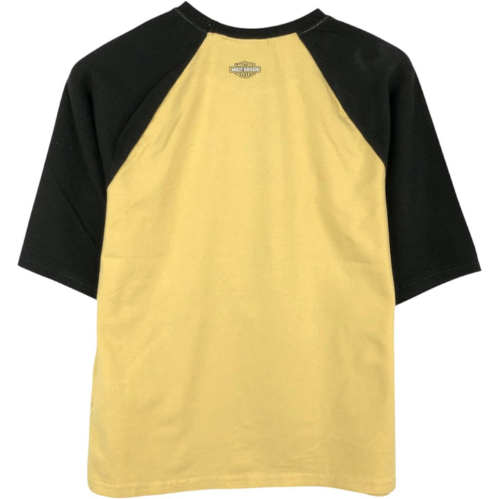 Harley-Davidson Five-Quarter Sleeve Motorcycle T-Shirt, Women's Size L (approx.) cotton Beige type Vintage Second Hand
