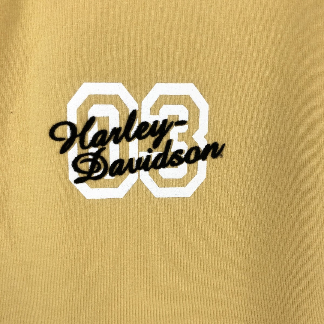 Harley-Davidson Five-Quarter Sleeve Motorcycle T-Shirt, Women's Size L (approx.) cotton Beige type Vintage Second Hand