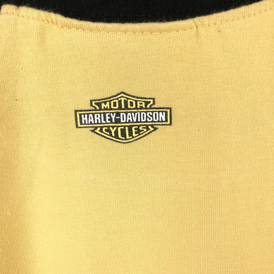 Harley-Davidson Five-Quarter Sleeve Motorcycle T-Shirt, Women's Size L (approx.) cotton Beige type Vintage Second Hand