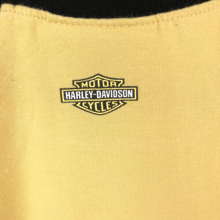 Harley-Davidson Five-Quarter Sleeve Motorcycle T-Shirt, Women's Size L (approx.) cotton Beige type Vintage Second Hand