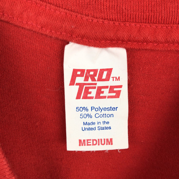 80s-90'S PRO TEES Print T-Shirt, Made in USA, Women's Size M (Equivalent), Vintage polyester red type Vintage Second Hand