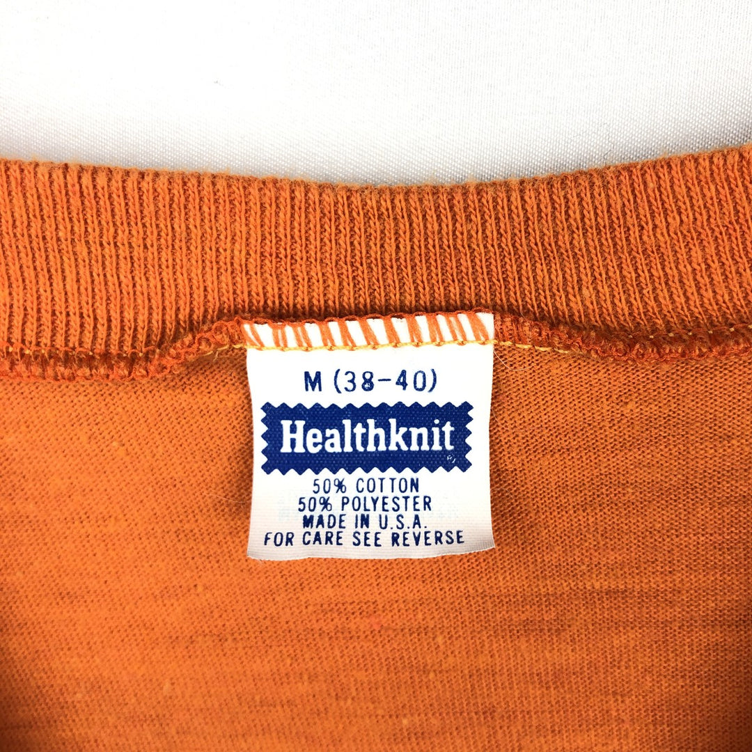 80'S Healthknit Print T-Shirt, Made in USA, Men's Size M (Equivalent), Vintage cotton orange type Vintage Second Hand