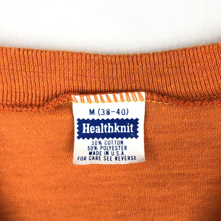 80'S Healthknit Print T-Shirt, Made in USA, Men's Size M (Equivalent), Vintage cotton orange type Vintage Second Hand