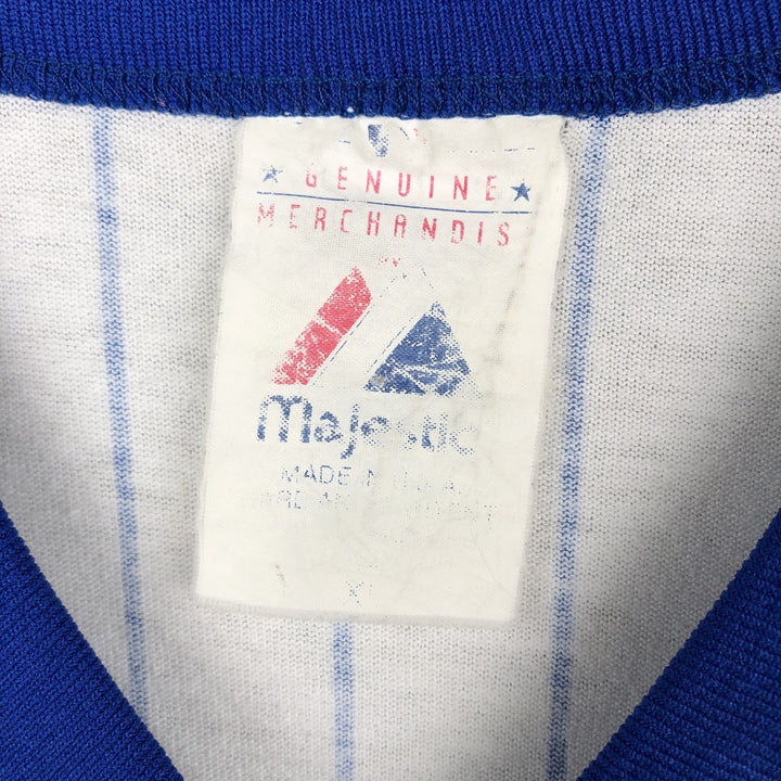 90'S Majestic MLB Chicago Cubs Stripe Pattern V-Neck T-Shirt, Women's Size M (approx.), Vintage cotton white type Vintage Second Hand