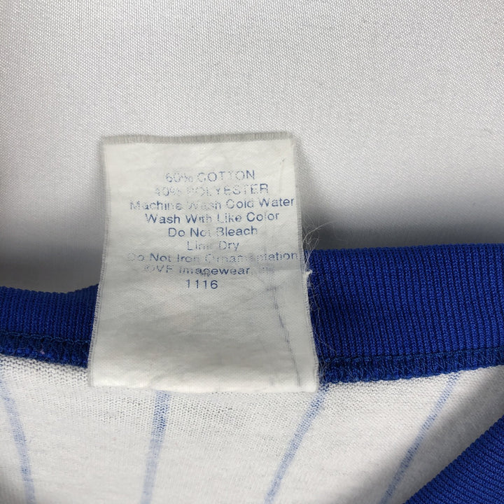 90'S Majestic MLB Chicago Cubs Stripe Pattern V-Neck T-Shirt, Women's Size M (approx.), Vintage cotton white type Vintage Second Hand