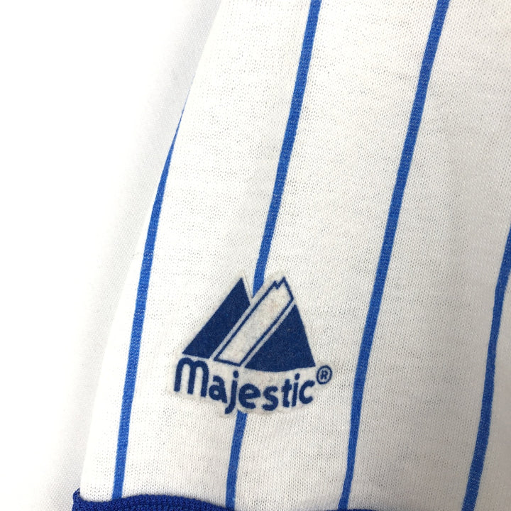 90'S Majestic MLB Chicago Cubs Stripe Pattern V-Neck T-Shirt, Women's Size M (approx.), Vintage cotton white type Vintage Second Hand