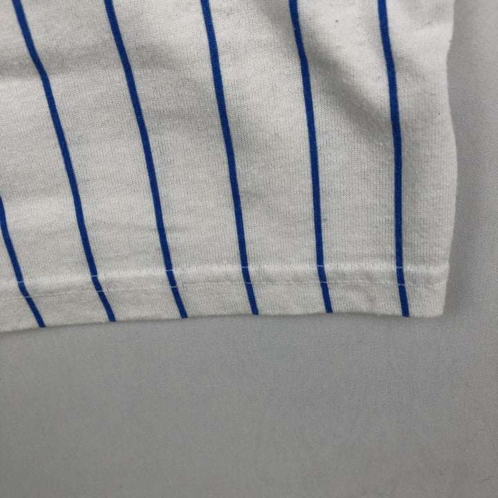 90'S Majestic MLB Chicago Cubs Stripe Pattern V-Neck T-Shirt, Women's Size M (approx.), Vintage cotton white type Vintage Second Hand