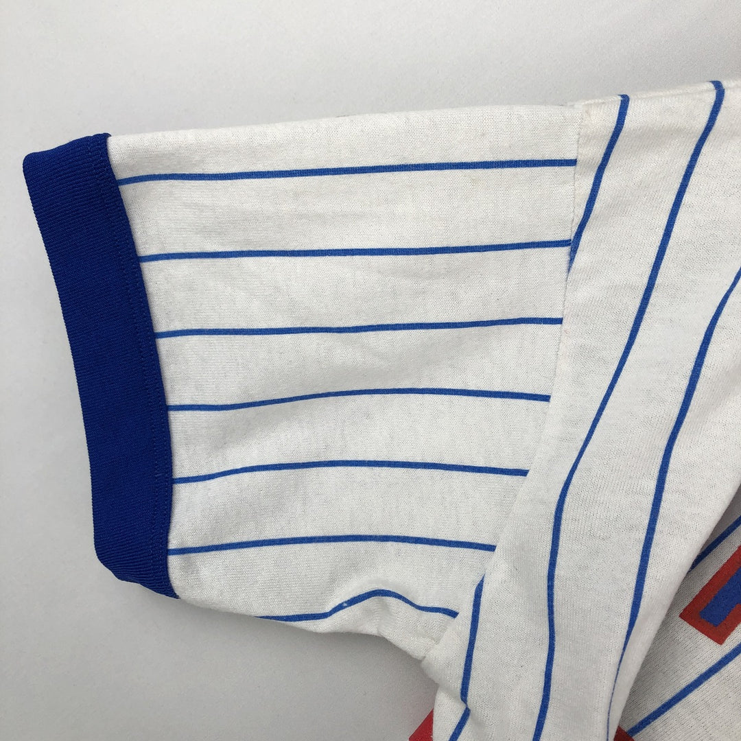 90'S Majestic MLB Chicago Cubs Stripe Pattern V-Neck T-Shirt, Women's Size M (approx.), Vintage cotton white type Vintage Second Hand