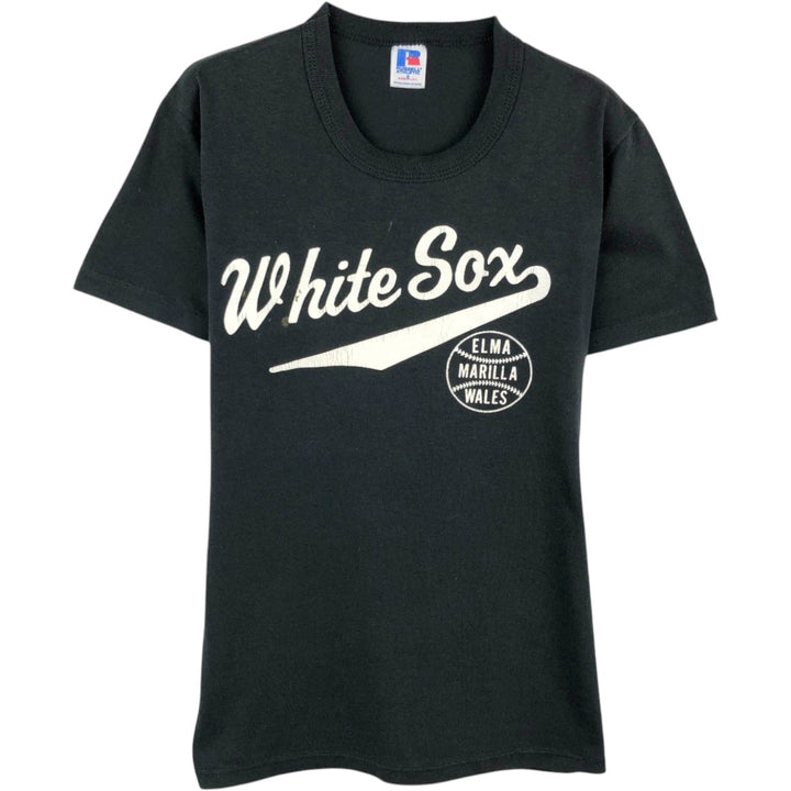 90'S Russell Chicago White Sox sports print T-shirt, Made in USA, Women's size S equivalent, Vintage polyester black type Vintage Second Hand