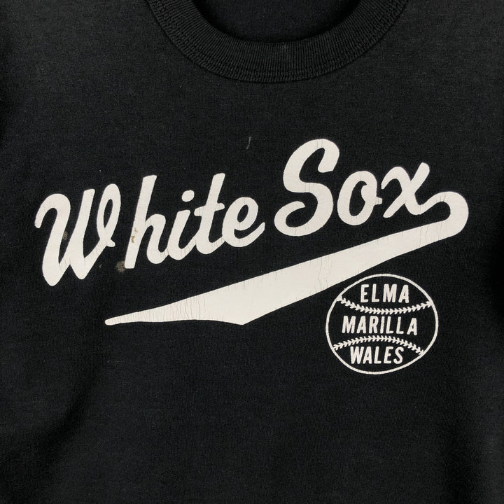 90'S Russell Chicago White Sox sports print T-shirt, Made in USA, Women's size S equivalent, Vintage polyester black type Vintage Second Hand