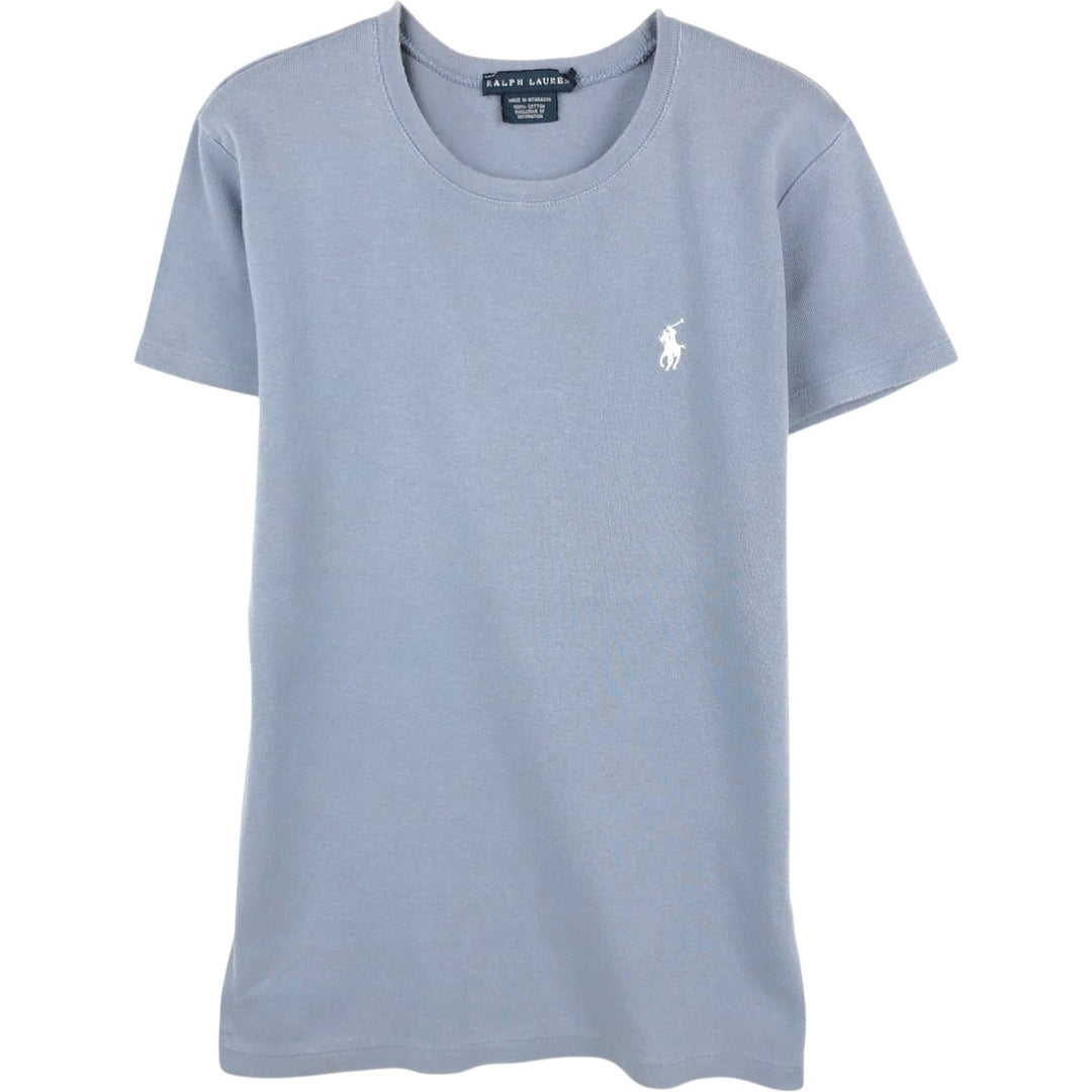 Ralph Lauren short-sleeved T-shirt with a single logo, women's size L (approx.) cotton Blue type light blue Vintage Second Hand