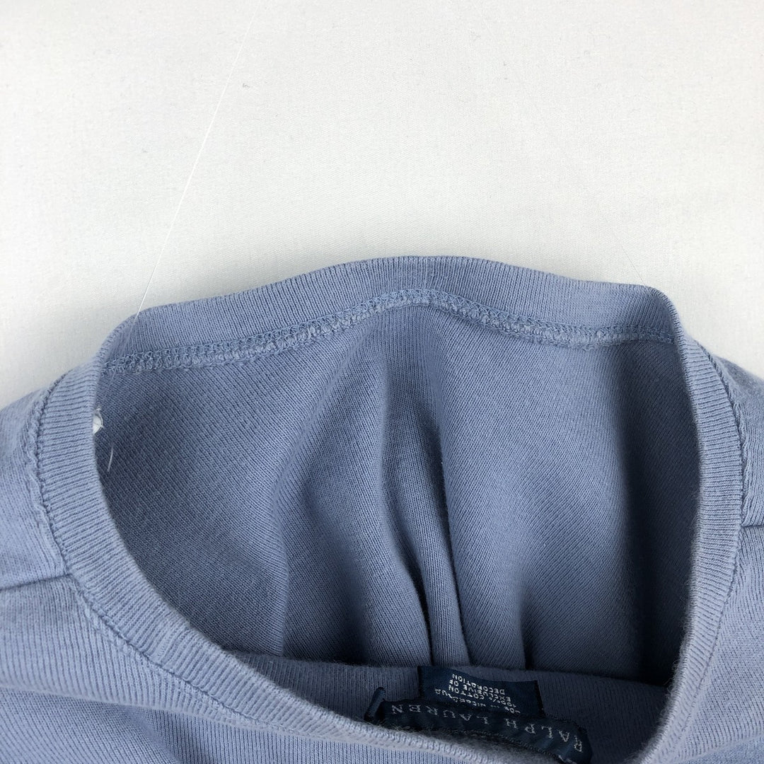 Ralph Lauren short-sleeved T-shirt with a single logo, women's size L (approx.) cotton Blue type light blue Vintage Second Hand