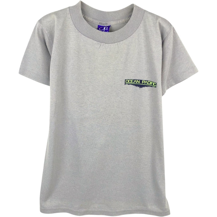 90'S Ocean Pacific Blue Tag Surf Skate T-Shirt, Made in USA, Women's Size M (Equivalent), Vintage cotton gray type Vintage Second Hand