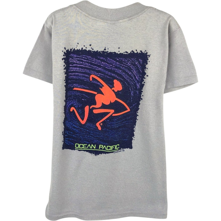 90'S Ocean Pacific Blue Tag Surf Skate T-Shirt, Made in USA, Women's Size M (Equivalent), Vintage cotton gray type Vintage Second Hand