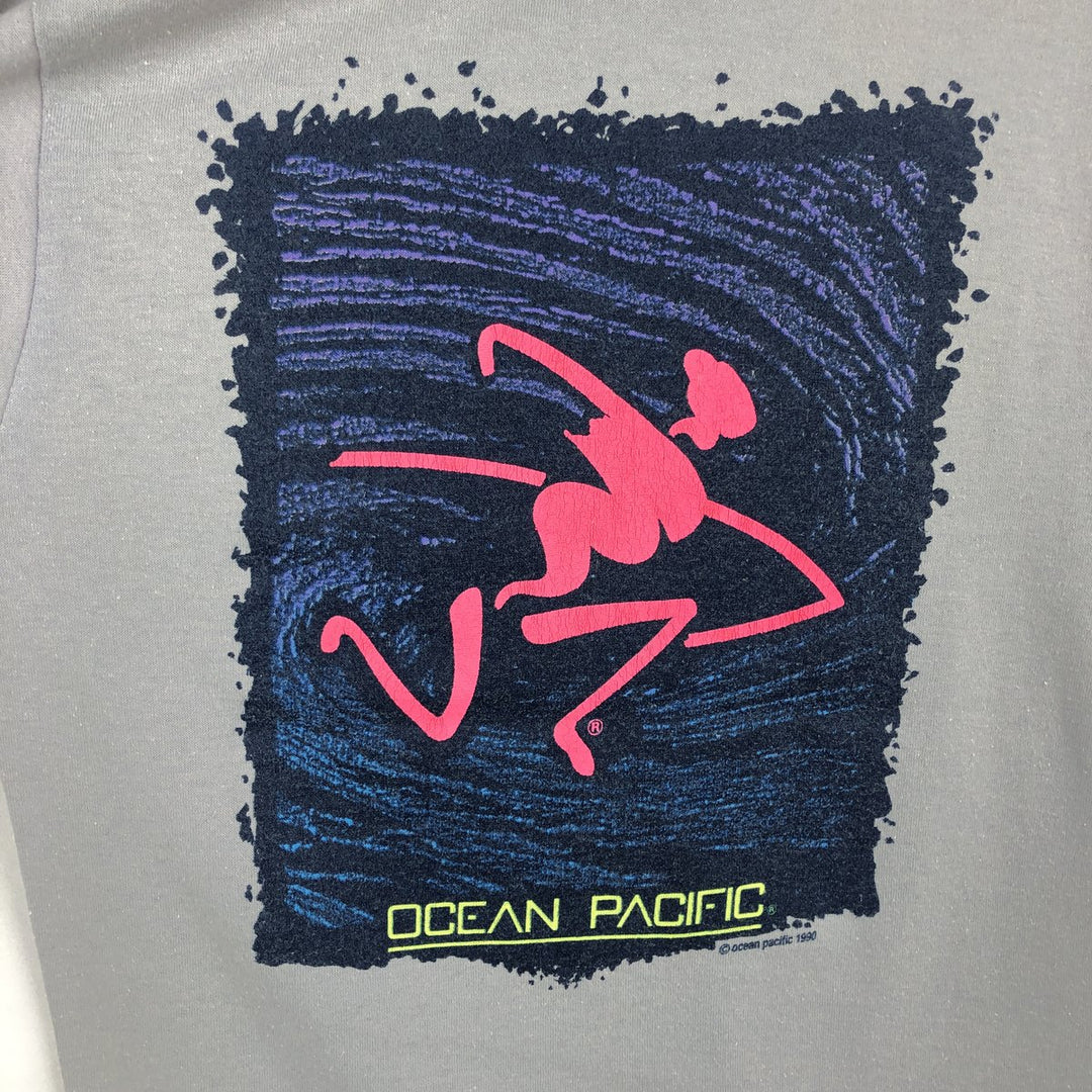 90'S Ocean Pacific Blue Tag Surf Skate T-Shirt, Made in USA, Women's Size M (Equivalent), Vintage cotton gray type Vintage Second Hand