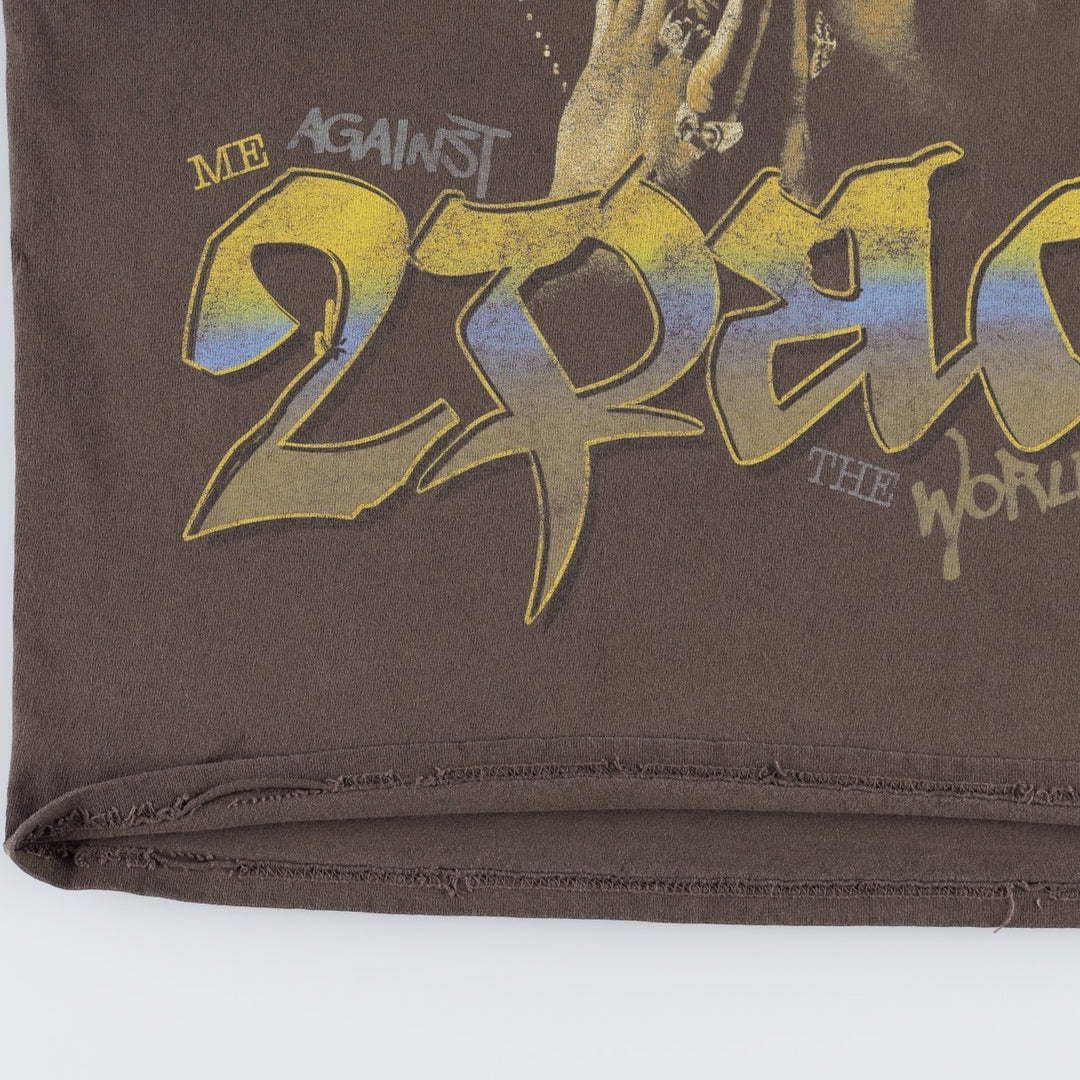 2pac Wrap T-Shirt (Women's Size S) unclear brown type Vintage Second Hand