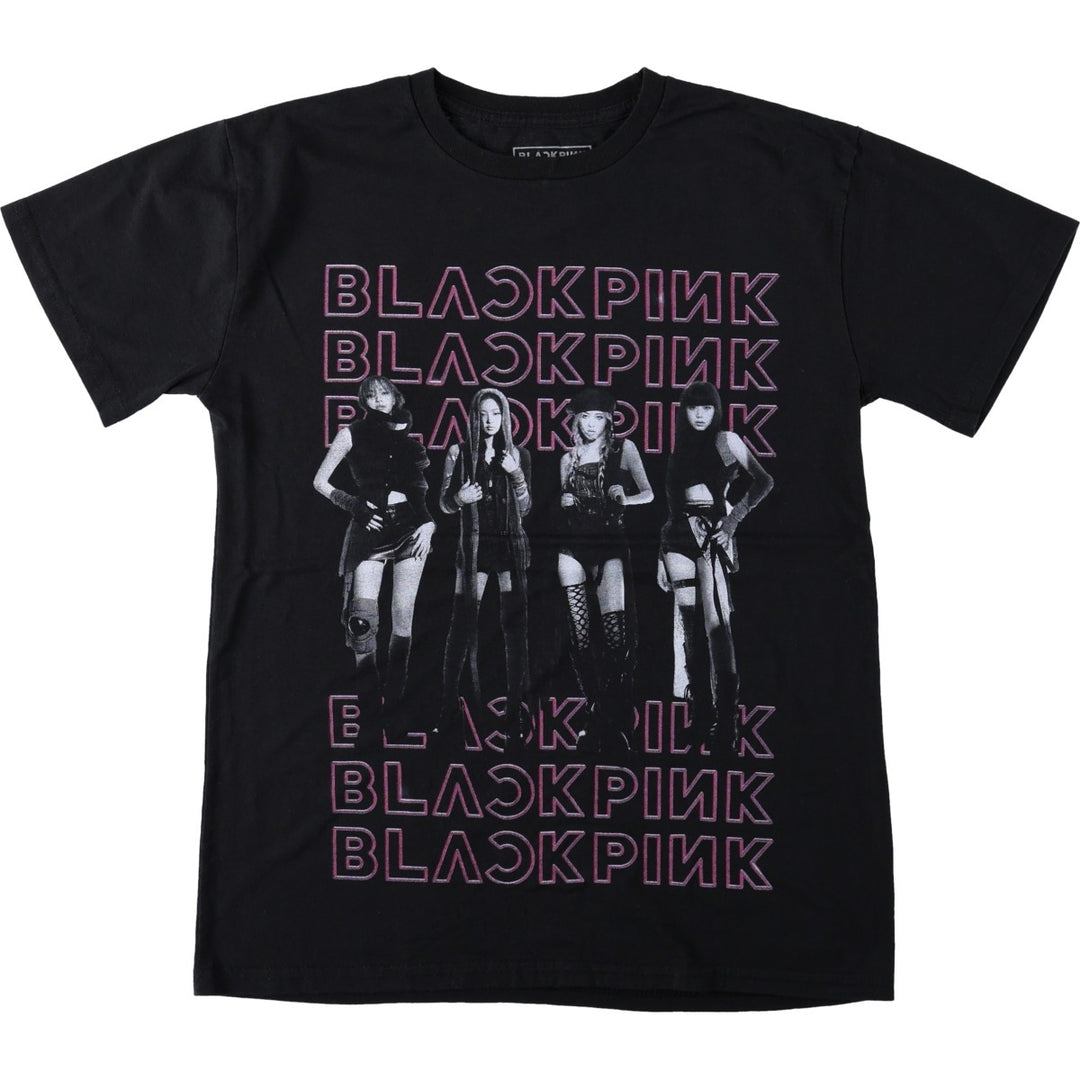 BLACKPINK Blackpink Band T-shirt Band T Women's M size cotton black type Vintage Second Hand