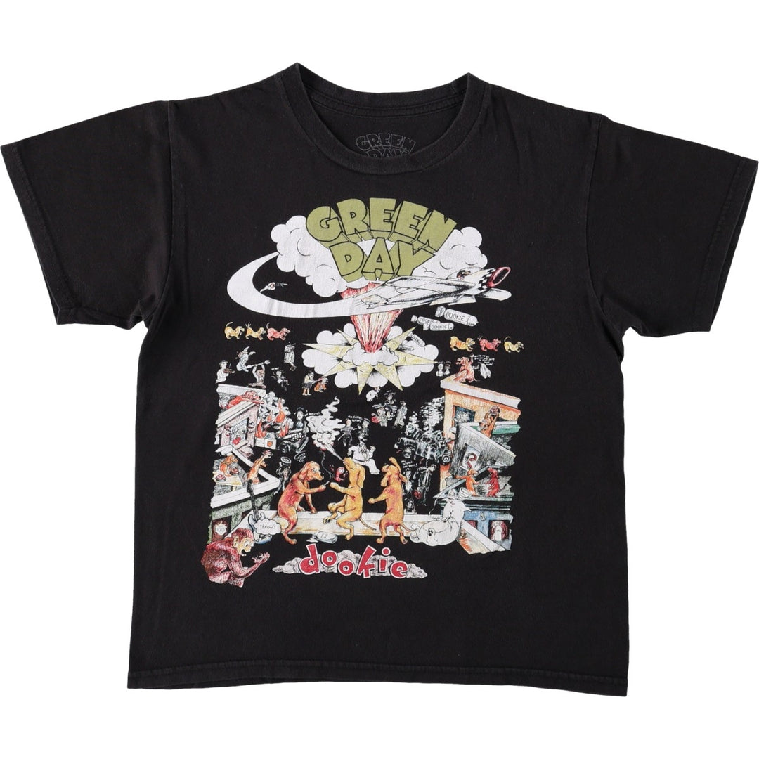 GREEN DAY band t-shirt, women's size S (approx.) cotton black type Vintage Second Hand