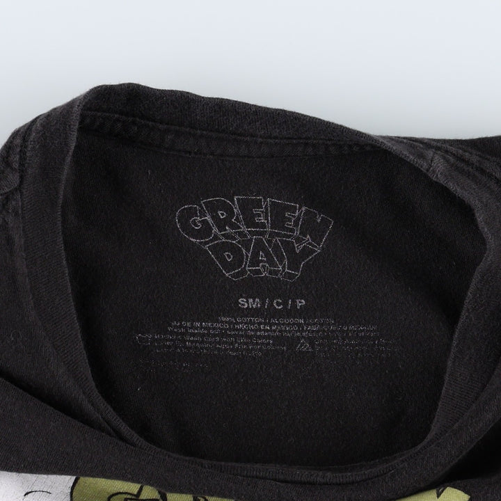 GREEN DAY band t-shirt, women's size S (approx.) cotton black type Vintage Second Hand