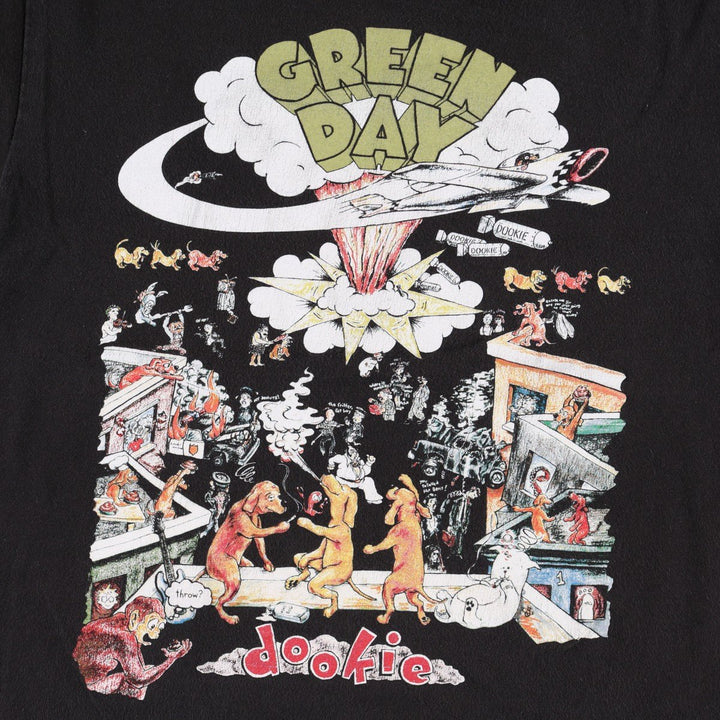 GREEN DAY band t-shirt, women's size S (approx.) cotton black type Vintage Second Hand