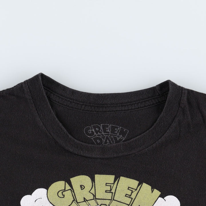 GREEN DAY band t-shirt, women's size S (approx.) cotton black type Vintage Second Hand