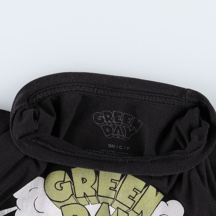 GREEN DAY band t-shirt, women's size S (approx.) cotton black type Vintage Second Hand