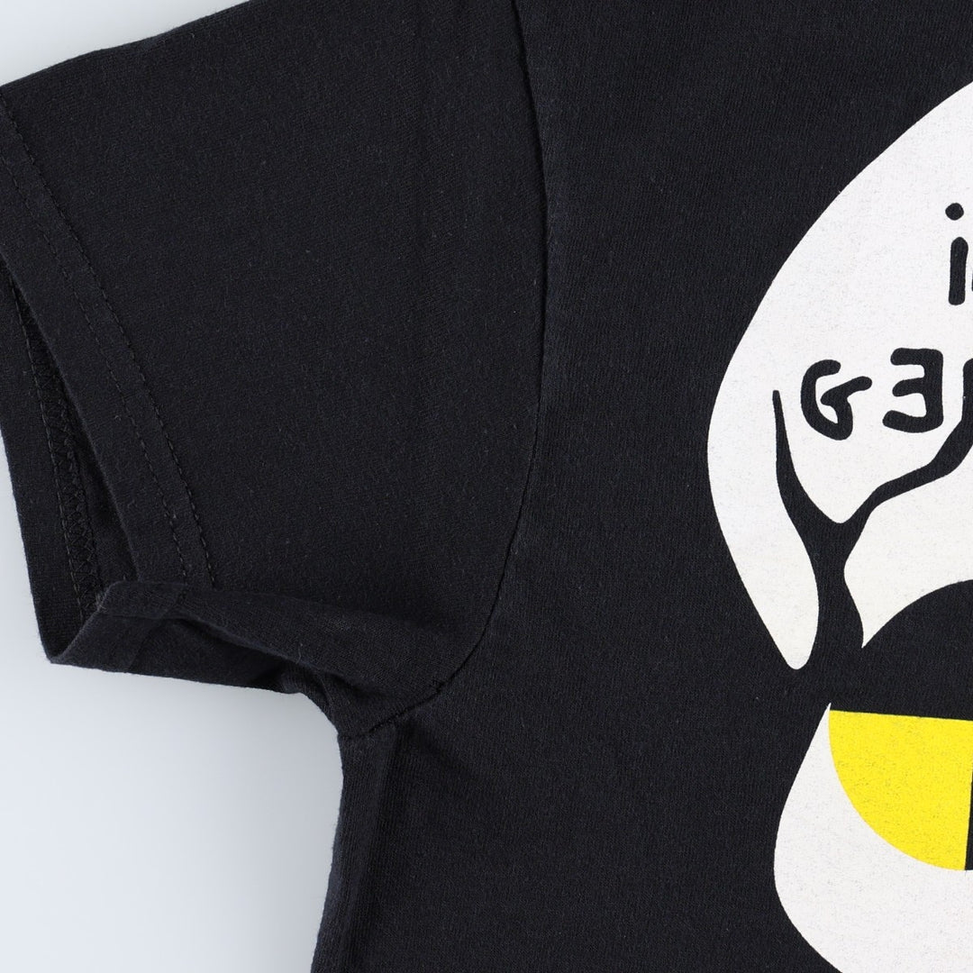 A$AP Rocky sleeve print rap t-shirt, made in USA, women's size S equivalent. unclear black type Vintage Second Hand