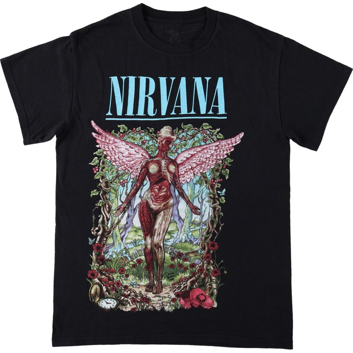 NIRVANA band t-shirt, women's size S (equivalent) cotton black type Vintage Second Hand