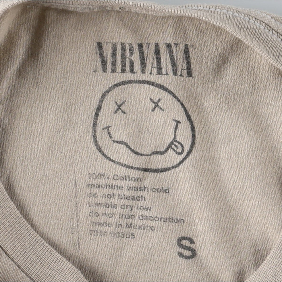 NIRVANA band t-shirt, women's size S (equivalent) cotton Beige type Vintage Second Hand