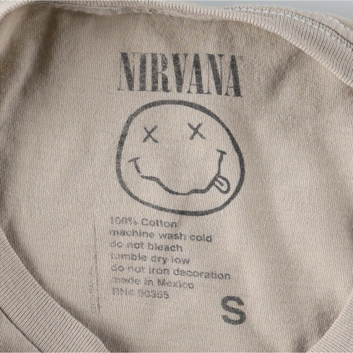 NIRVANA band t-shirt, women's size S (equivalent) cotton Beige type Vintage Second Hand