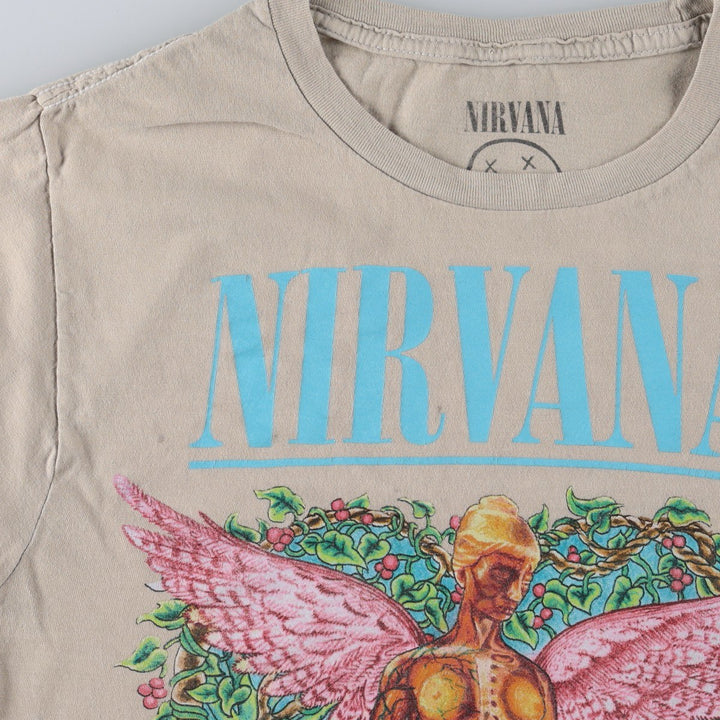NIRVANA band t-shirt, women's size S (equivalent) cotton Beige type Vintage Second Hand