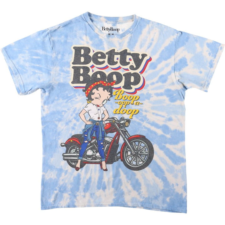 BETTY BOOP Tie-Dye Pattern Character Print T-Shirt (Women's Size M) cotton blue type Vintage Second Hand