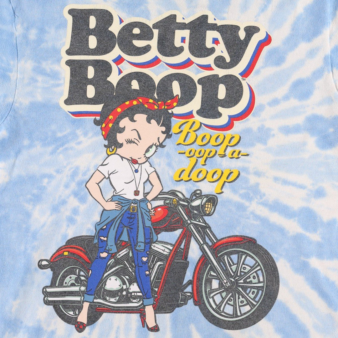 BETTY BOOP Tie-Dye Pattern Character Print T-Shirt (Women's Size M) cotton blue type Vintage Second Hand