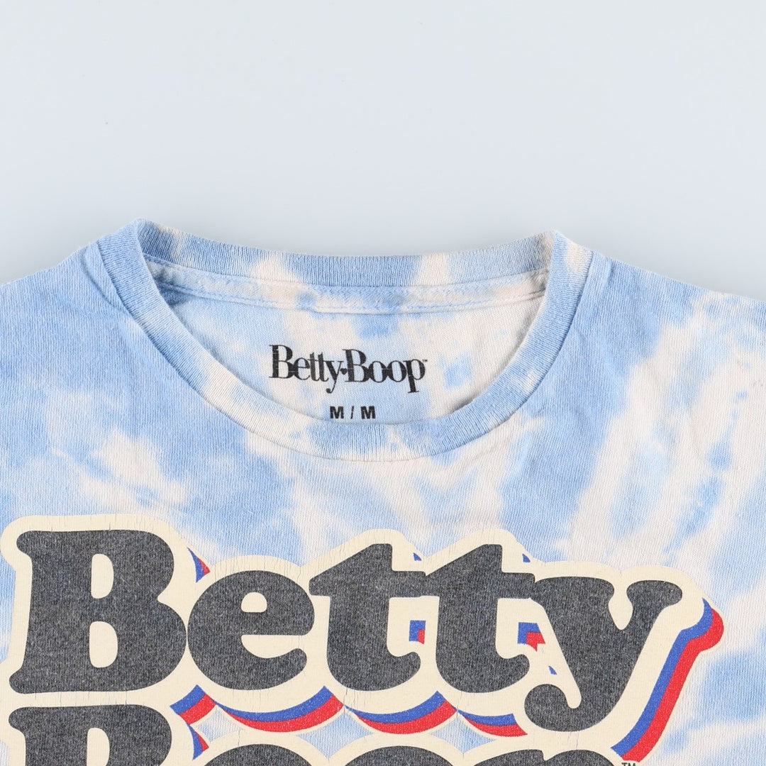 BETTY BOOP Tie-Dye Pattern Character Print T-Shirt (Women's Size M) cotton blue type Vintage Second Hand