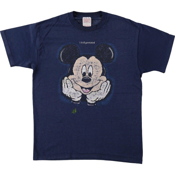 SHERRY'S BEST MICKEY MOUSE Mickey Mouse Character Print T-Shirt, Made in USA, Women's Size S (approx.) polyester navy blue type Vintage Second Hand