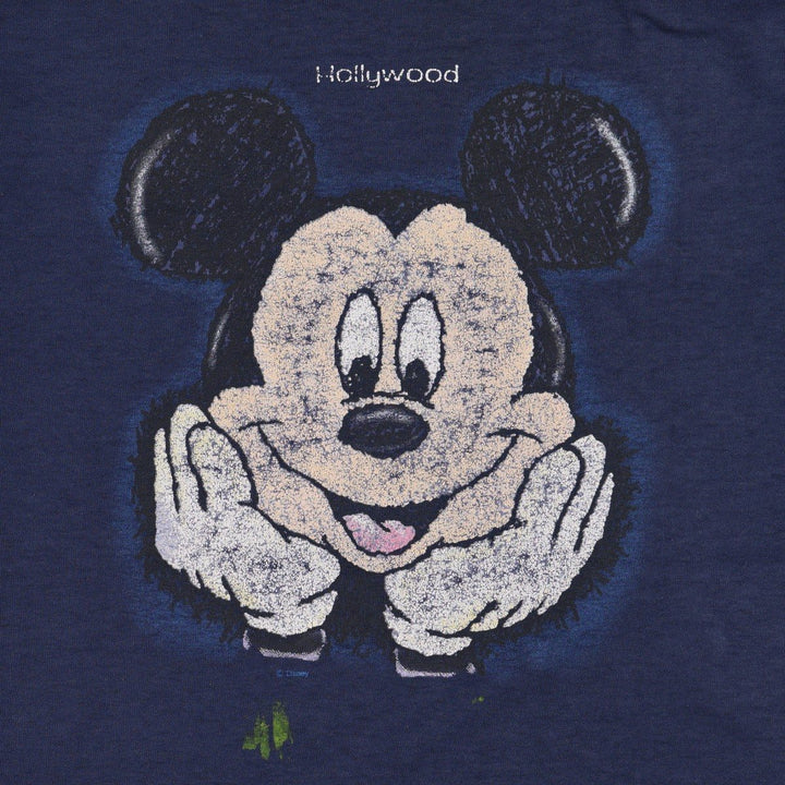 SHERRY'S BEST MICKEY MOUSE Mickey Mouse Character Print T-Shirt, Made in USA, Women's Size S (approx.) polyester navy blue type Vintage Second Hand